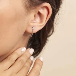 Boucles D'oreilles Pendantes Argent Blanc Tamako Oxydes De Zirconium