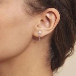 Boucles D'oreilles Pendantes Argent Blanc Tamako Oxydes De Zirconium