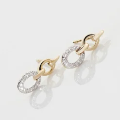 Boucles D'oreilles Pendantes Margane Or Jaune Diamant