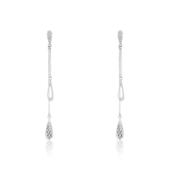 Boucles D'oreilles Pendantes Anila Gouttes Or Blanc
