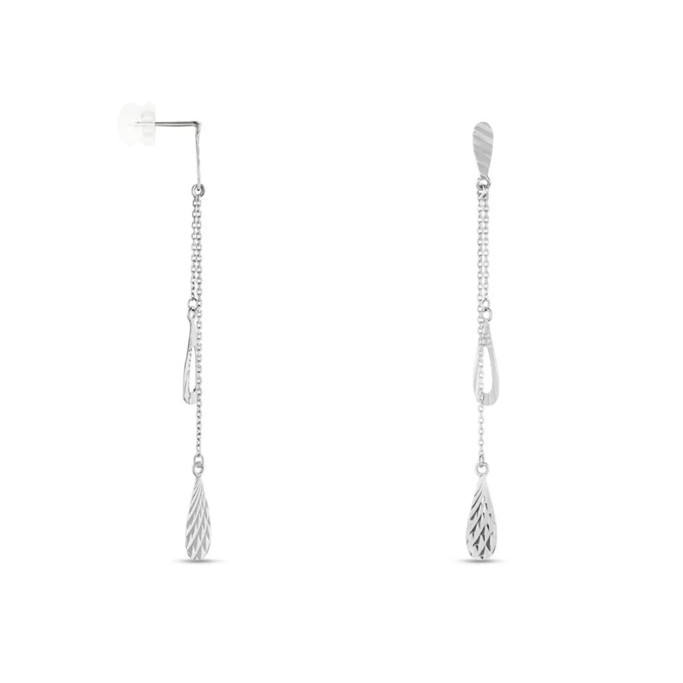 Boucles D'oreilles Pendantes Anila Gouttes Or Blanc