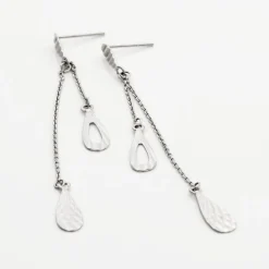 Boucles D'oreilles Pendantes Anila Gouttes Or Blanc