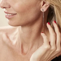 Boucles D'oreilles Pendantes Anila Gouttes Or Blanc