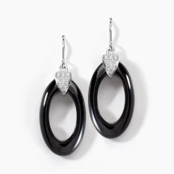 Boucles D'oreilles Pendantes Peer Argent Blanc Oxyde De Zirconium