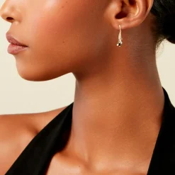 Boucles D'Oreilles Pendantes Usha Or Jaune Saphir