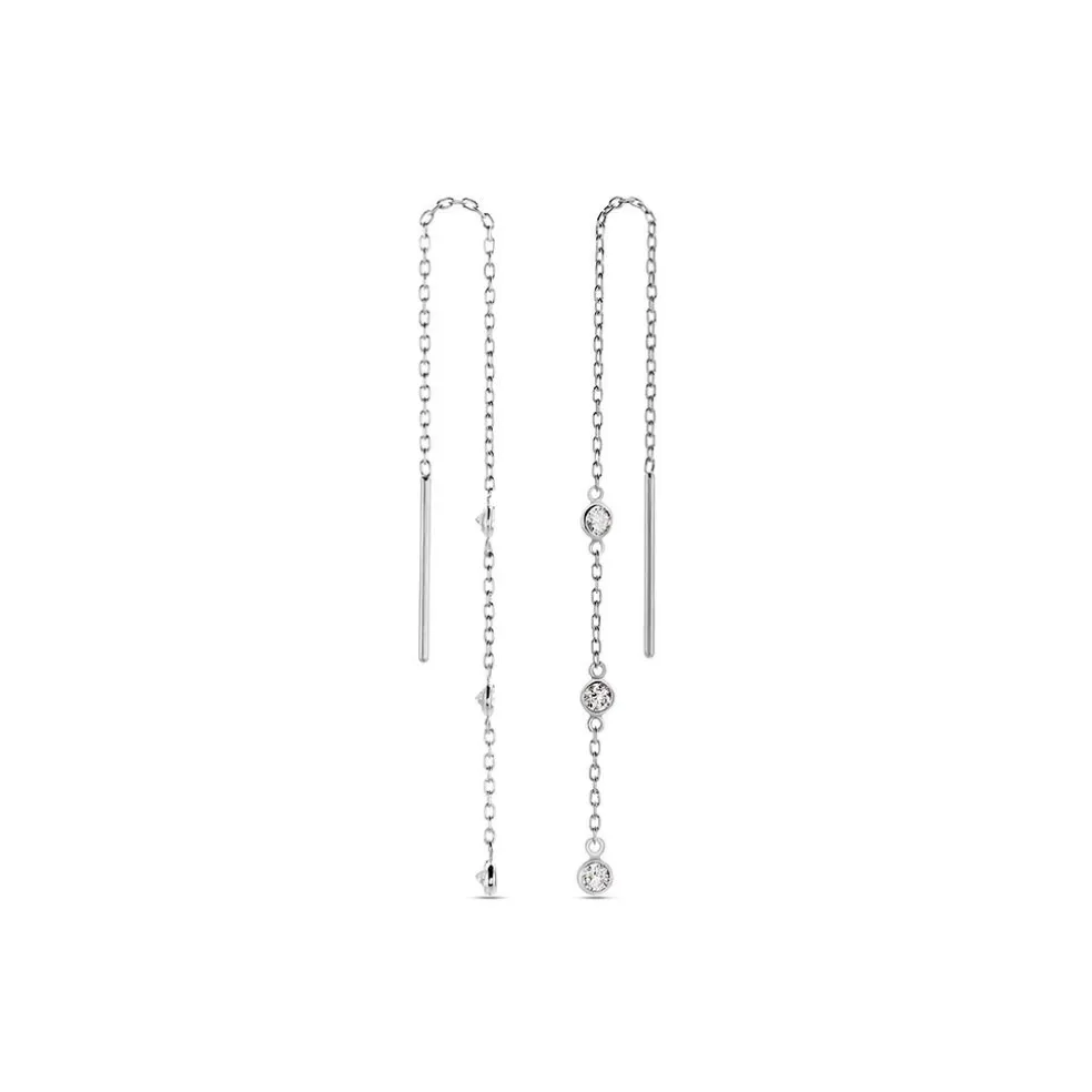 Boucles D'oreilles Pendantes Themis Argent Blanc Oxyde De Zirconium