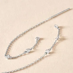 Boucles D'oreilles Pendantes Themis Argent Blanc Oxyde De Zirconium