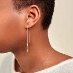 Boucles D'oreilles Pendantes Themis Argent Blanc Oxyde De Zirconium