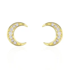 Boucles D'oreilles Pendantes Francoise-marie Lune Or Jaune Oxyde