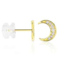Boucles D'oreilles Pendantes Francoise-marie Lune Or Jaune Oxyde