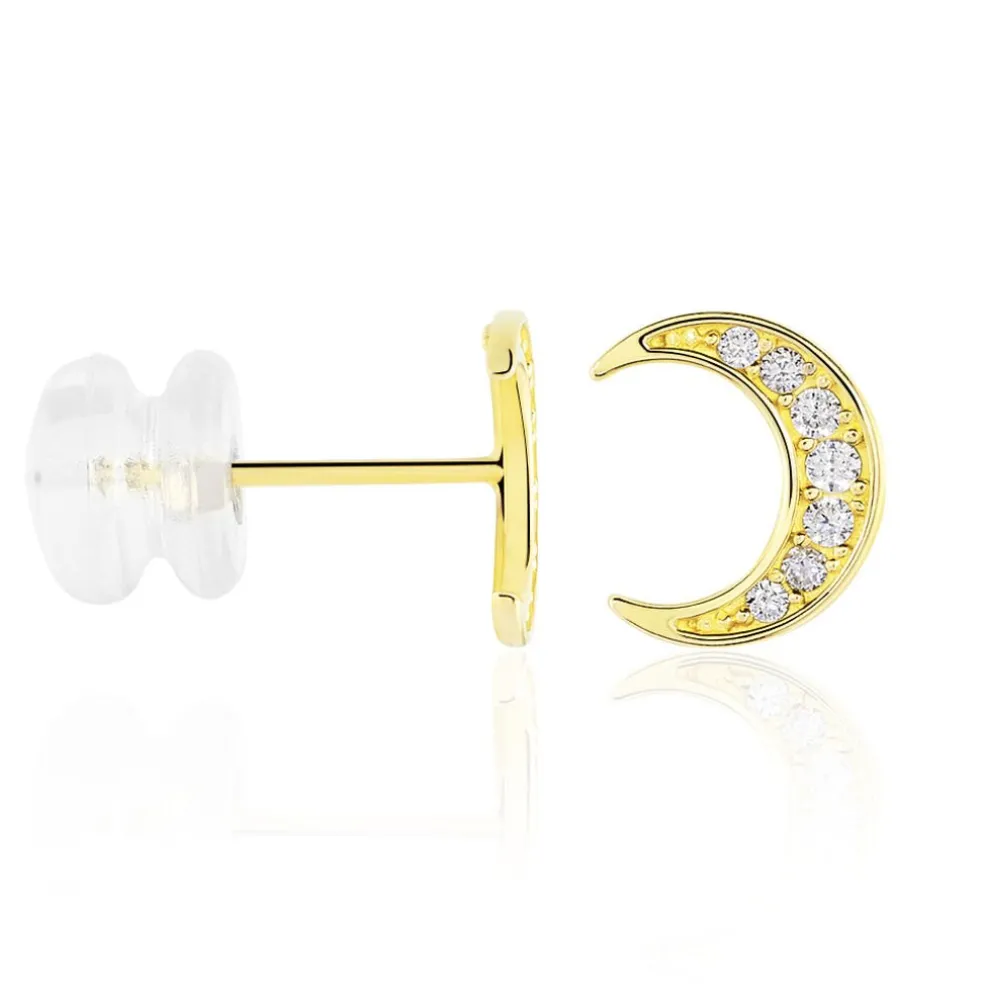 Boucles D'oreilles Pendantes Francoise-marie Lune Or Jaune Oxyde