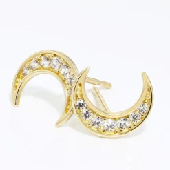 Boucles D'oreilles Pendantes Francoise-marie Lune Or Jaune Oxyde