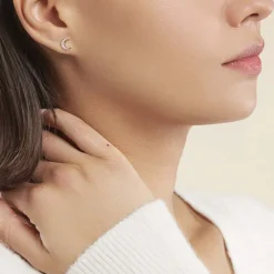 Boucles D'oreilles Pendantes Francoise-marie Lune Or Jaune Oxyde