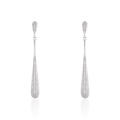 Boucles D'oreilles Pendantes Chandell Argent Blanc Oxyde De Zirconium