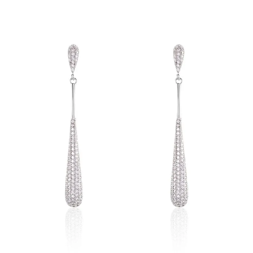 Boucles D'oreilles Pendantes Chandell Argent Blanc Oxyde De Zirconium
