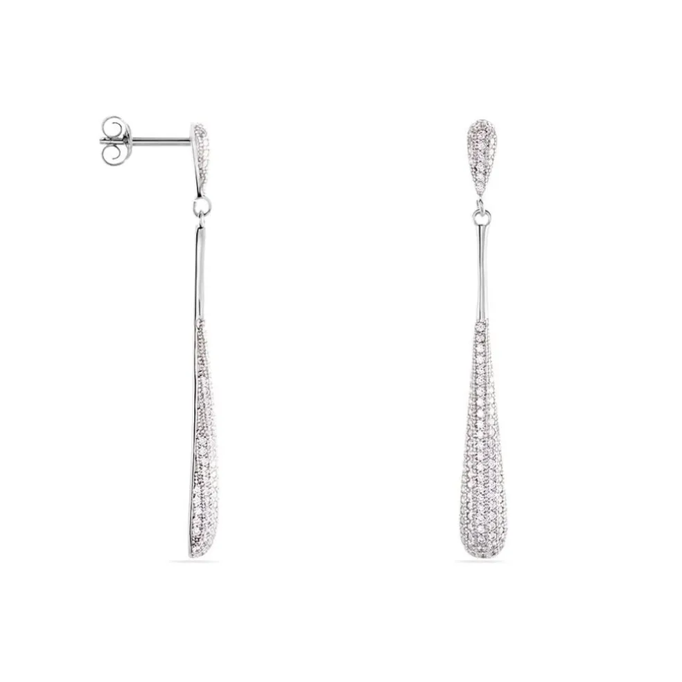 Boucles D'oreilles Pendantes Chandell Argent Blanc Oxyde De Zirconium