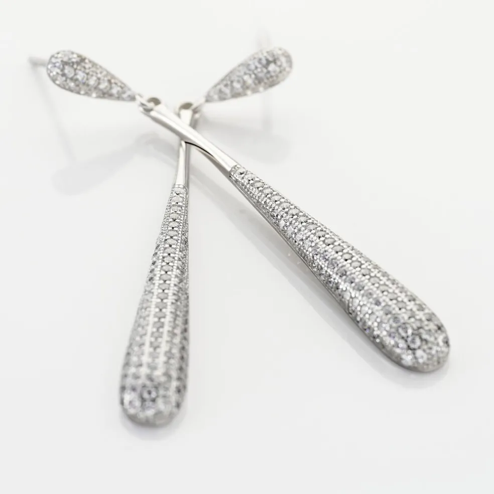 Boucles D'oreilles Pendantes Chandell Argent Blanc Oxyde De Zirconium
