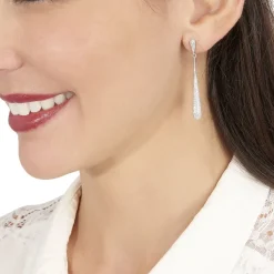 Boucles D'oreilles Pendantes Chandell Argent Blanc Oxyde De Zirconium