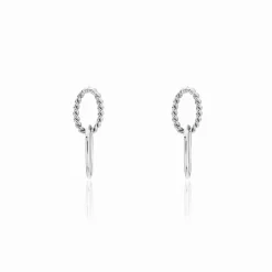 Boucles D'oreilles Pendantes Cherise Argent Blanc