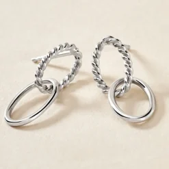 Boucles D'oreilles Pendantes Cherise Argent Blanc