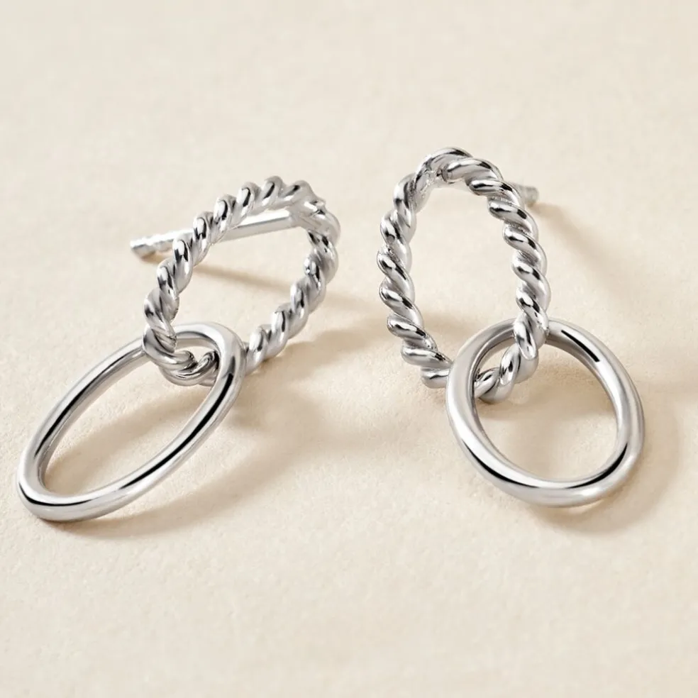 Boucles D'oreilles Pendantes Cherise Argent Blanc