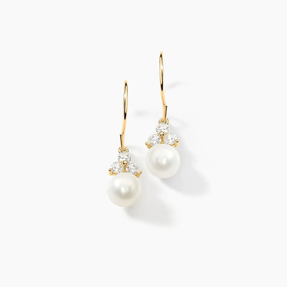 Boucles D'oreilles Pendantes Taissia Or Jaune Perle De Culture