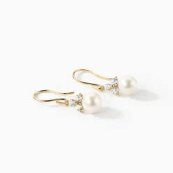 Boucles D'oreilles Pendantes Taissia Or Jaune Perle De Culture