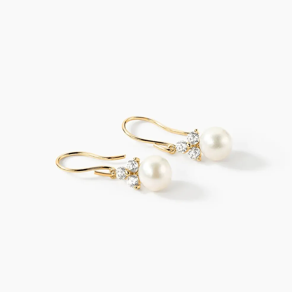 Boucles D'oreilles Pendantes Taissia Or Jaune Perle De Culture