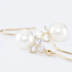 Boucles D'oreilles Pendantes Taissia Or Jaune Perle De Culture