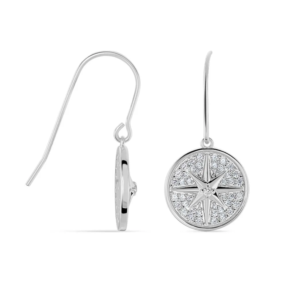 Boucles D'oreilles Pendantes Apollinaris Argent Blanc Oxyde
