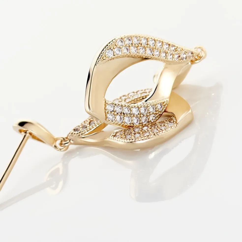 Boucles D'oreilles Pendantes Mai-lee Plaqué Or Oxyde De Zirconium