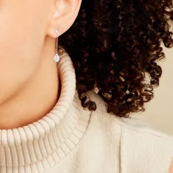 Boucles D'oreilles Pendantes Searlas Or Blanc Oxyde De Zirconium