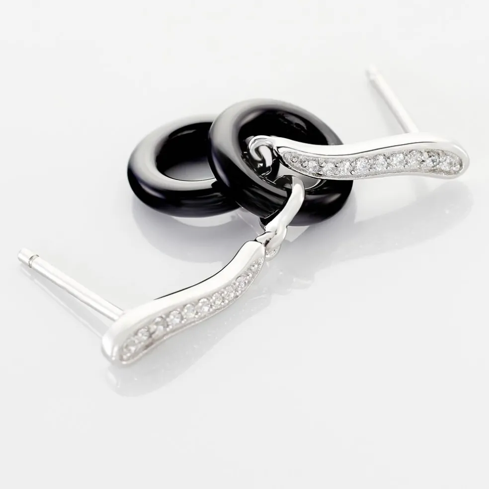Boucles D'oreilles Pendantes Delphinia Argent Blanc Oxyde De Zirconium