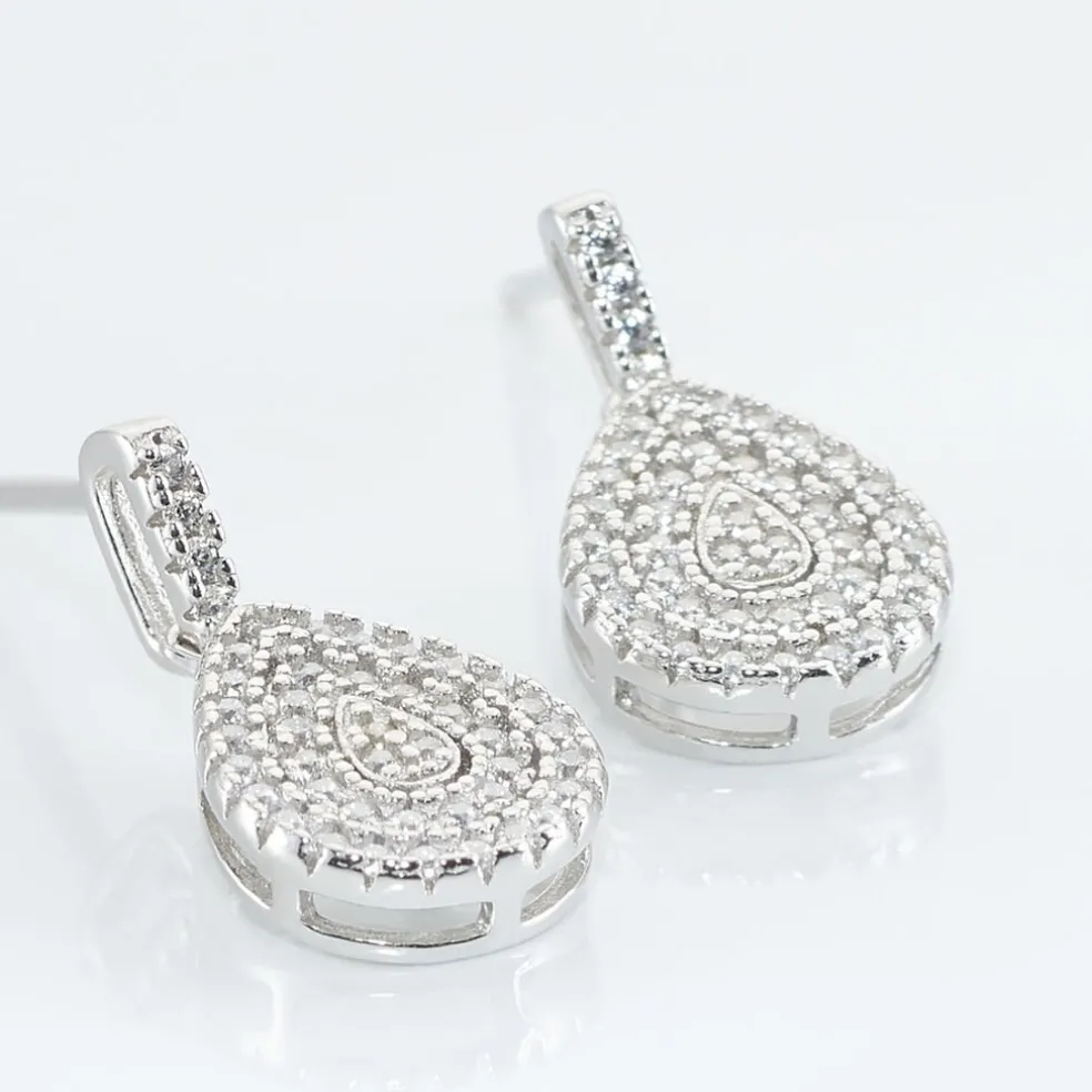 Boucles D'oreilles Pendantes Lysa Argent Blanc Oxyde De Zirconium