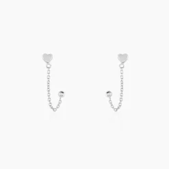 Boucles D'oreilles Pendantes Honor Argent Blanc