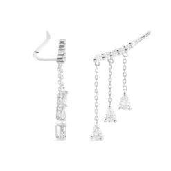 Boucles D'oreilles Pendantes Rilla Argent Blanc Oxyde De Zirconium