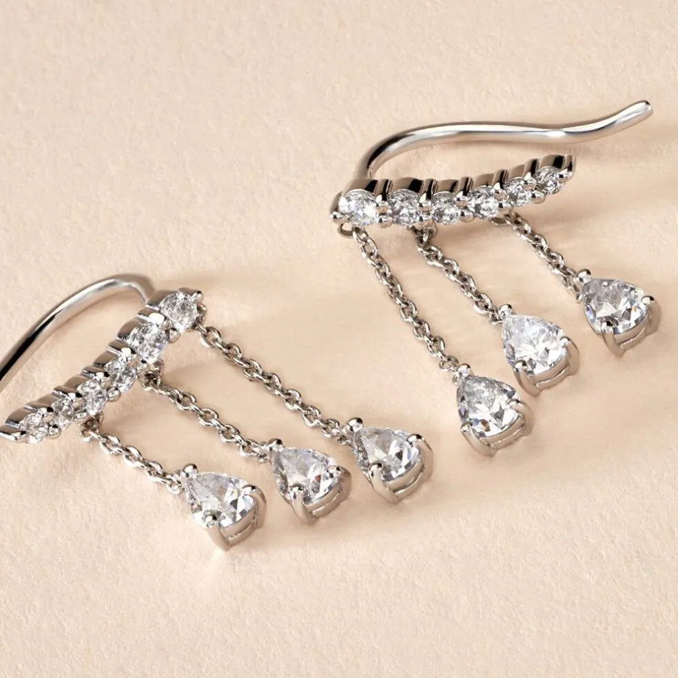 Boucles D'oreilles Pendantes Rilla Argent Blanc Oxyde De Zirconium