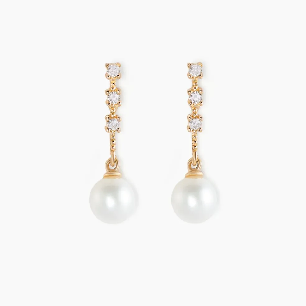 Boucles D'oreilles Pendantes Louise-marie Or Jaune Perle De Culture