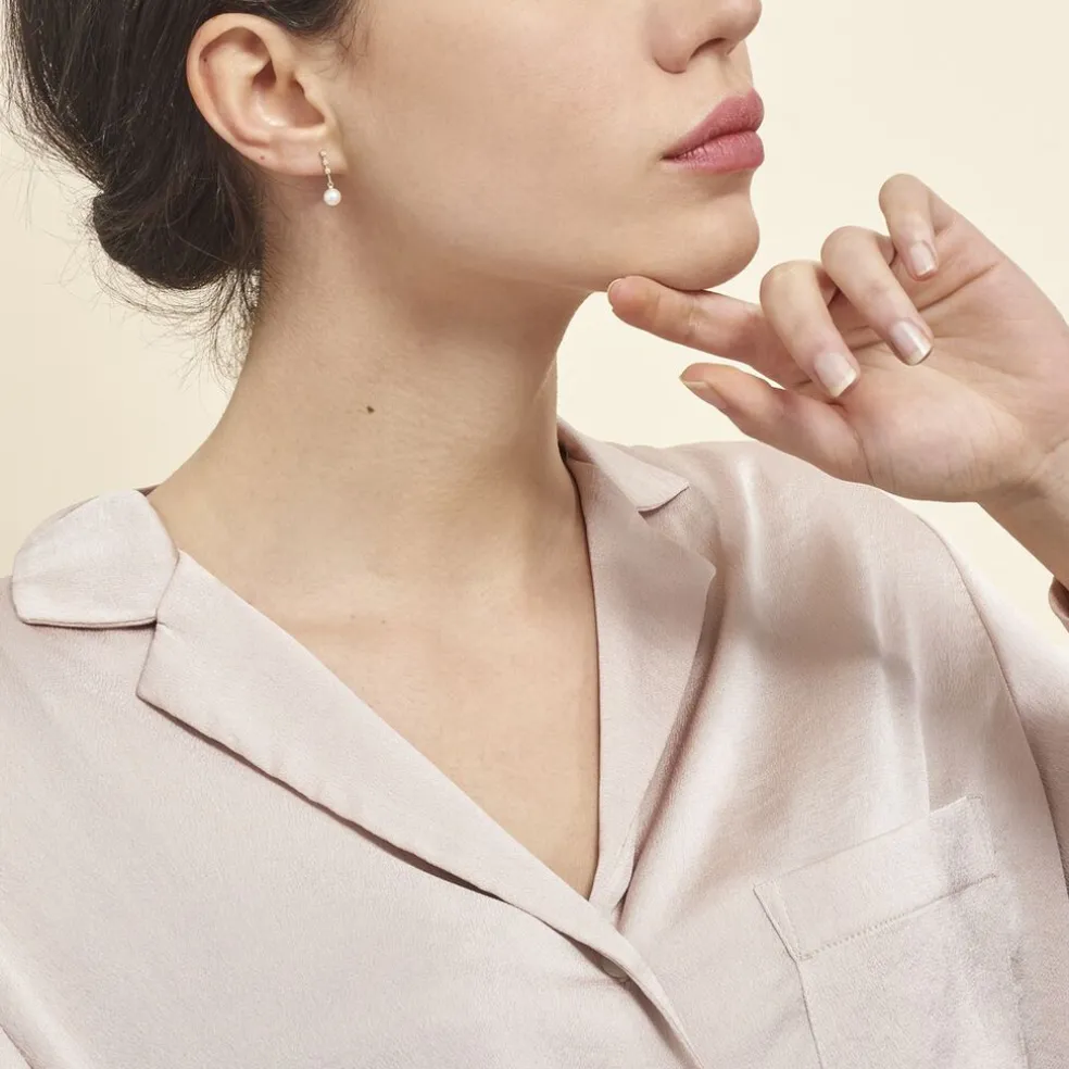 Boucles D'oreilles Pendantes Louise-marie Or Jaune Perle De Culture