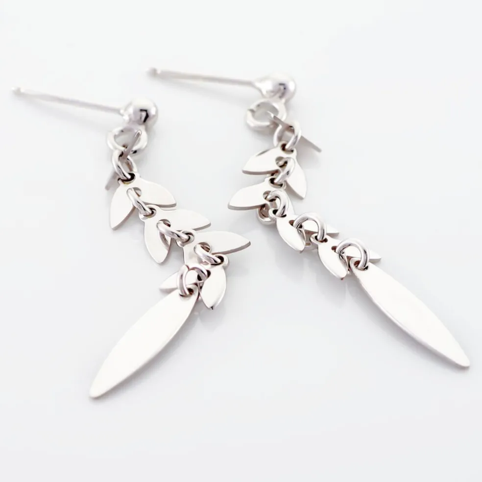 Boucles D'oreilles Pendantes Auxanne Argent Blanc