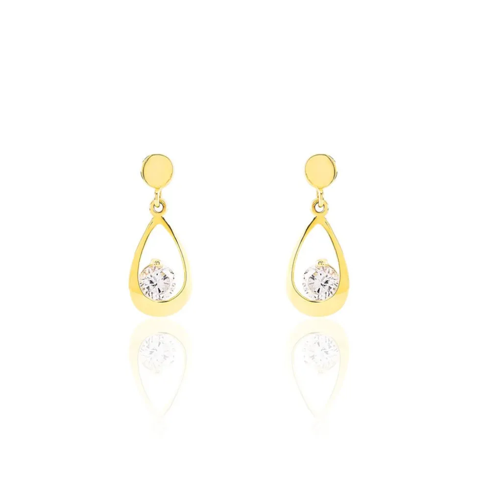 Boucles D'oreilles Pendantes Phaenna Or Jaune Oxyde De Zirconium