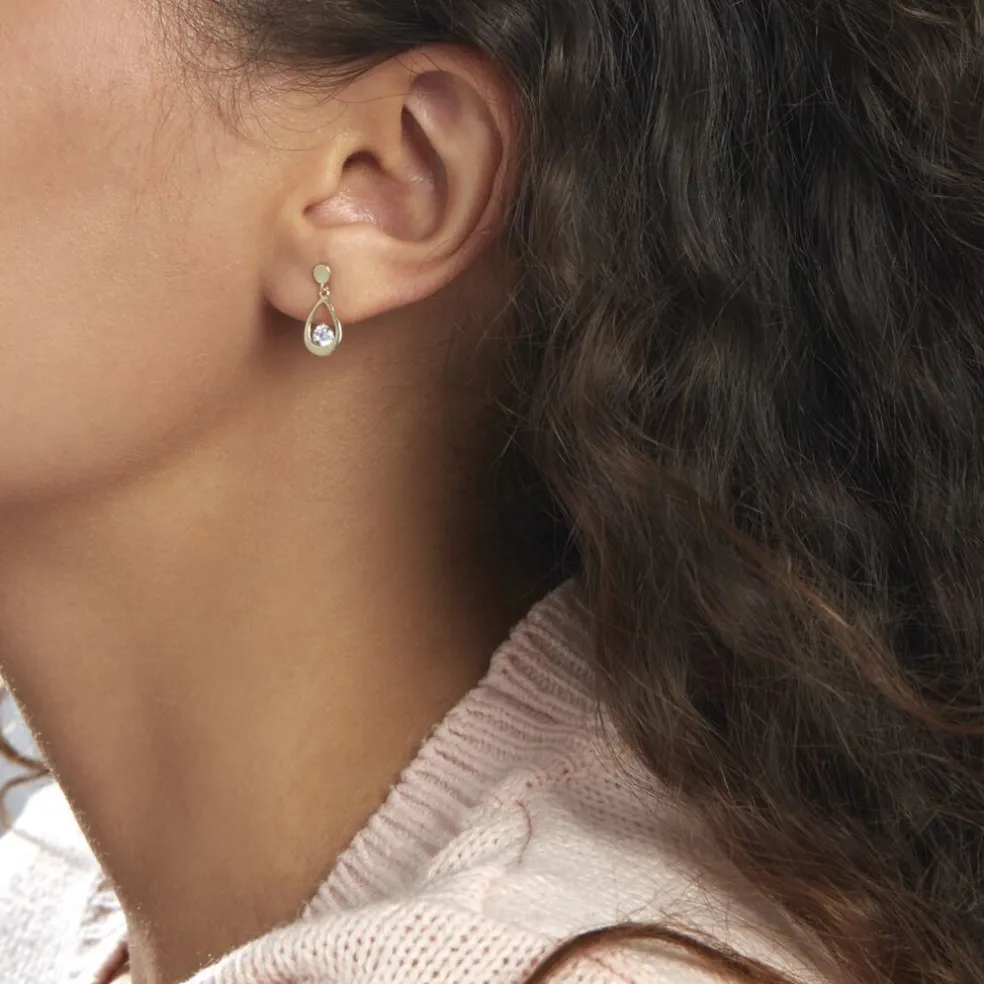 Boucles D'oreilles Pendantes Phaenna Or Jaune Oxyde De Zirconium
