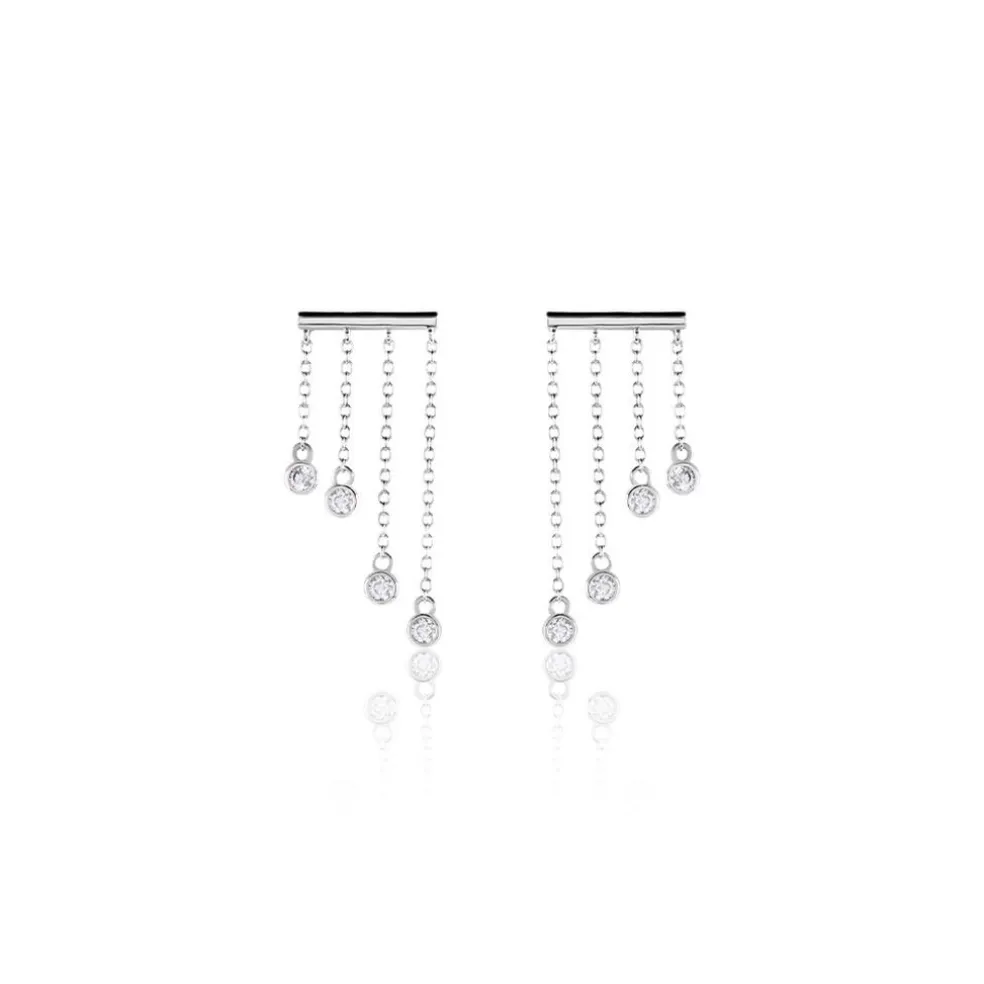Boucles D'oreilles Pendantes Argent Blanc Edvard Oxydes De Zirconium
