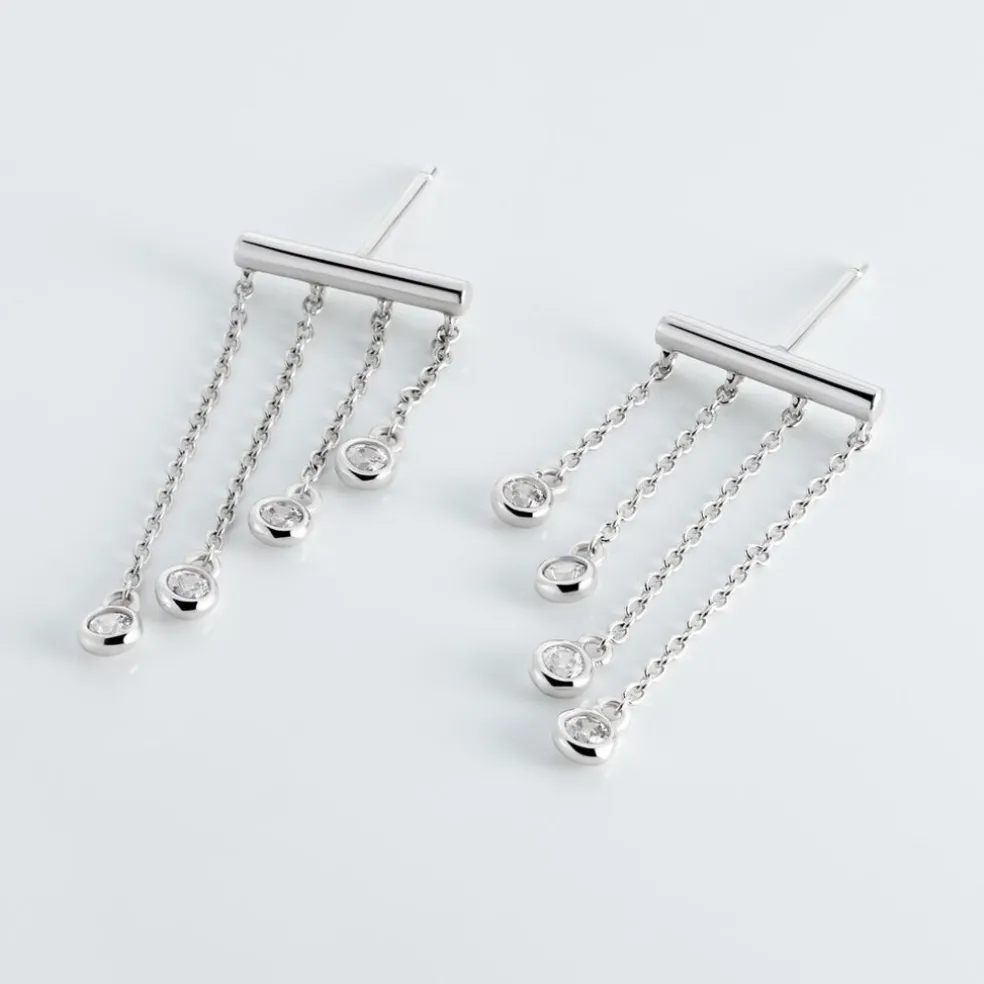 Boucles D'oreilles Pendantes Argent Blanc Edvard Oxydes De Zirconium