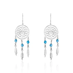Boucles D'oreilles Pendantes Anoki Argent Blanc