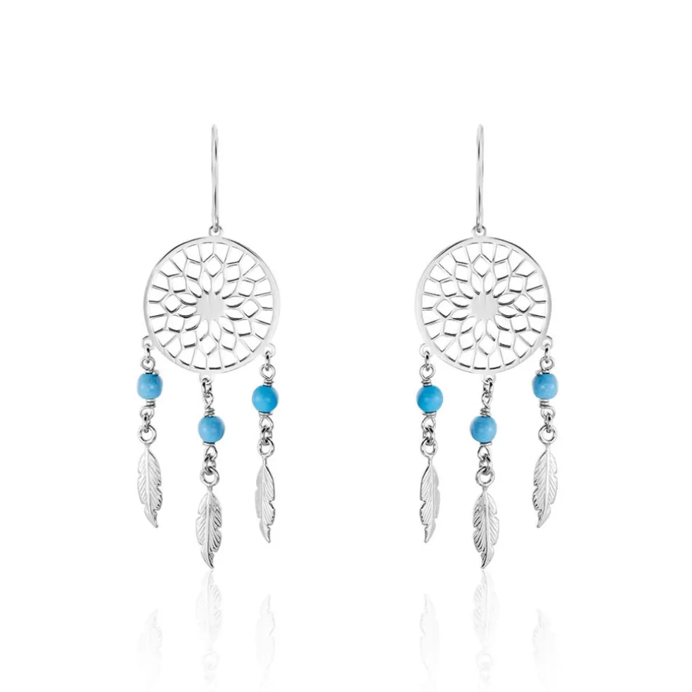 Boucles D'oreilles Pendantes Anoki Argent Blanc