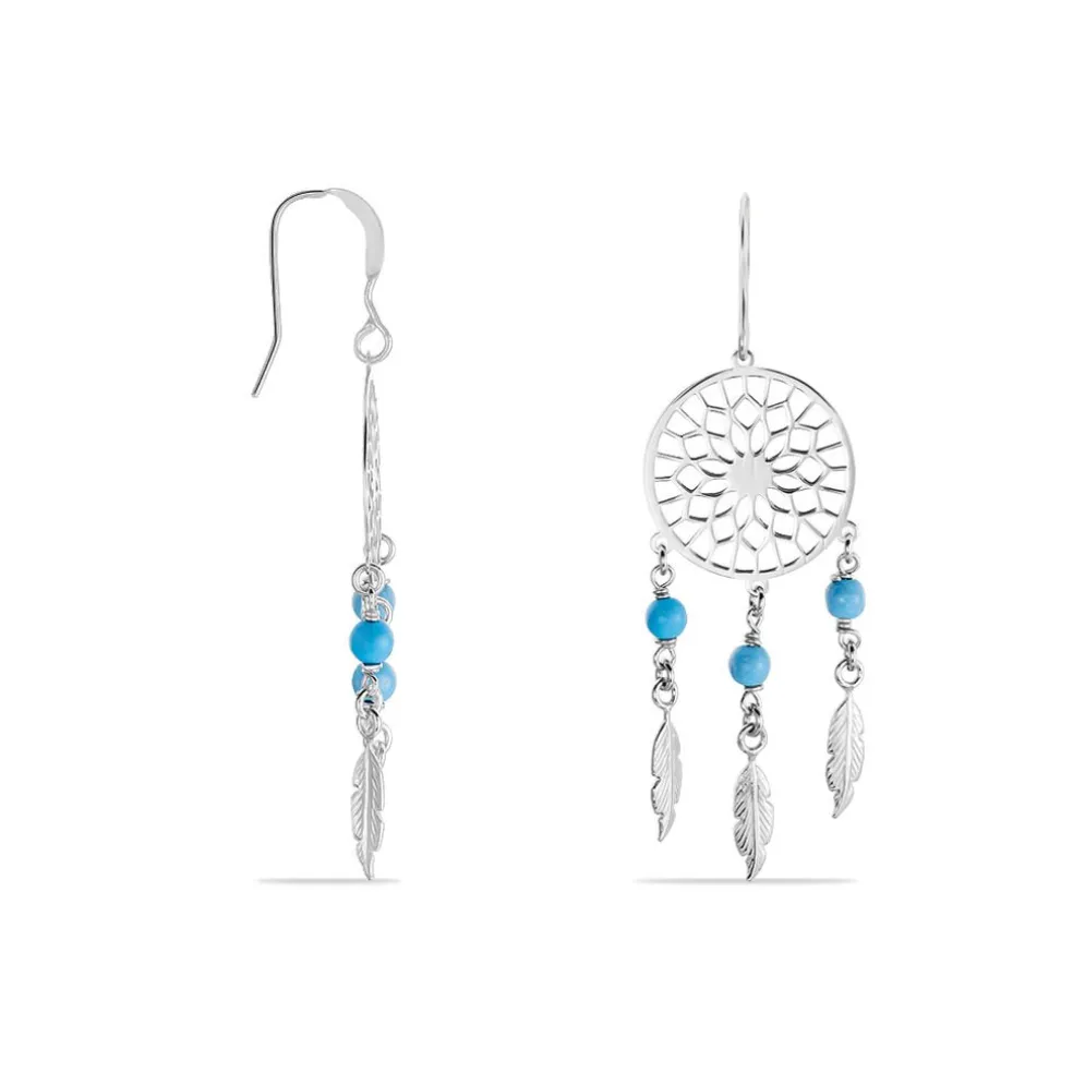 Boucles D'oreilles Pendantes Anoki Argent Blanc