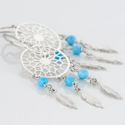 Boucles D'oreilles Pendantes Anoki Argent Blanc