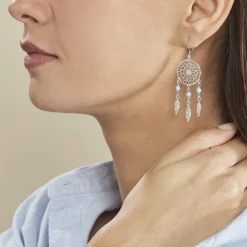 Boucles D'oreilles Pendantes Anoki Argent Blanc