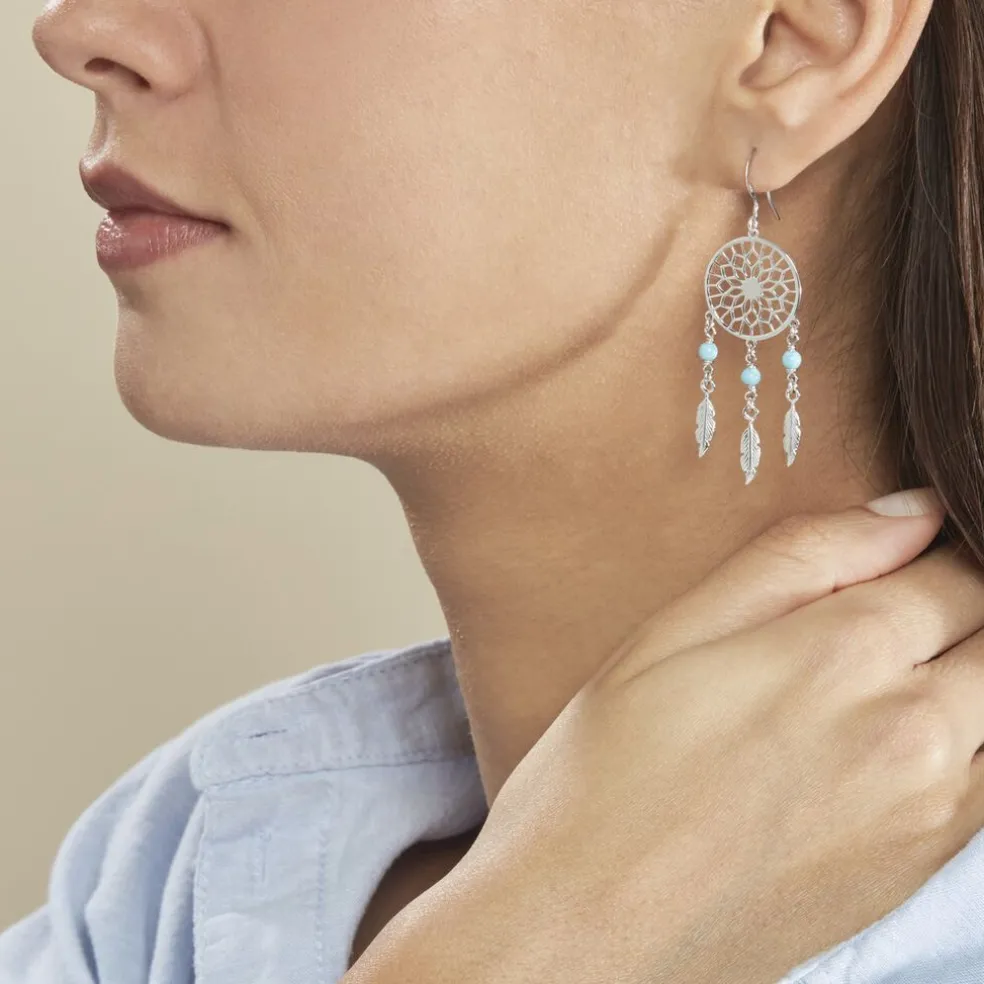 Boucles D'oreilles Pendantes Anoki Argent Blanc